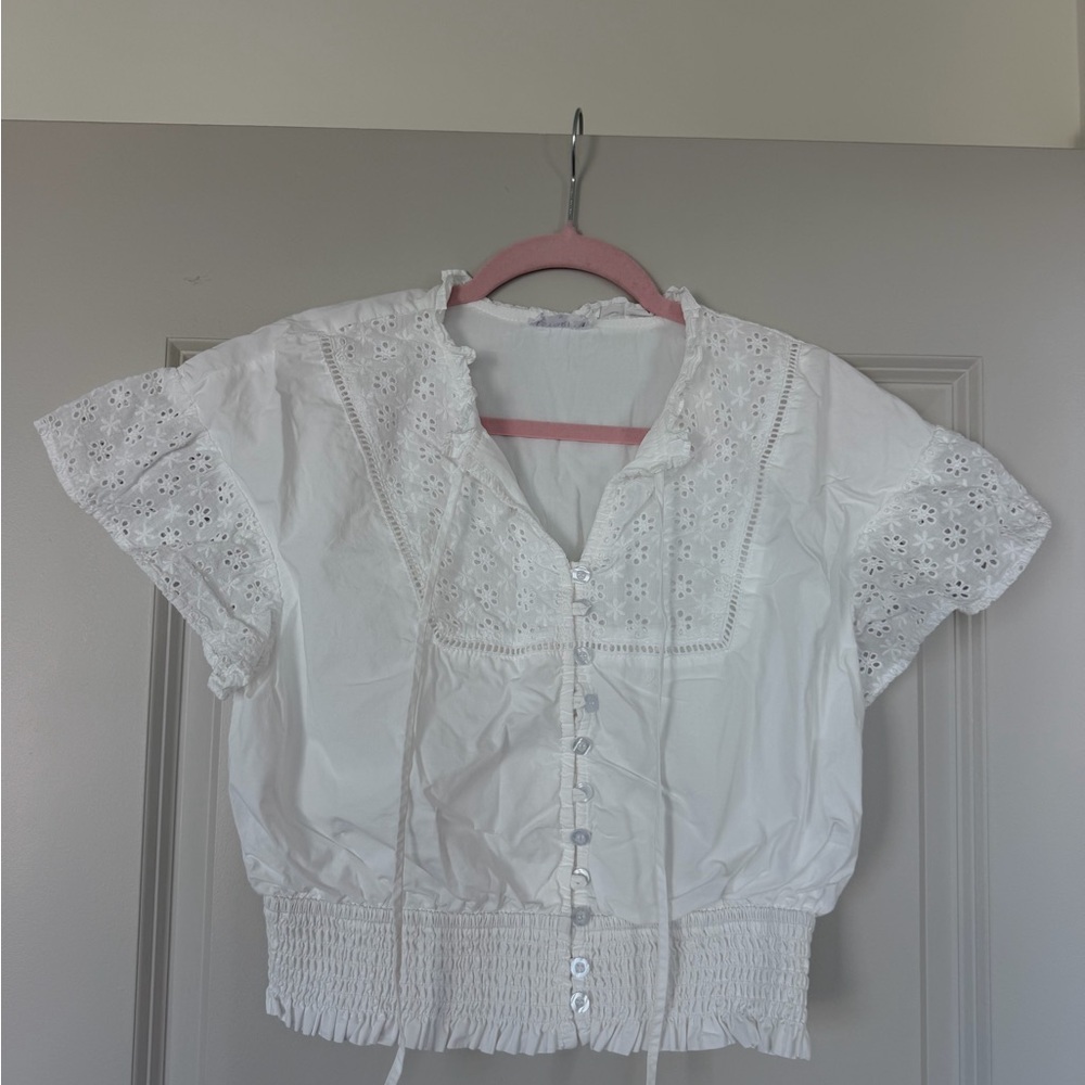Storia White Eyelet Blouse